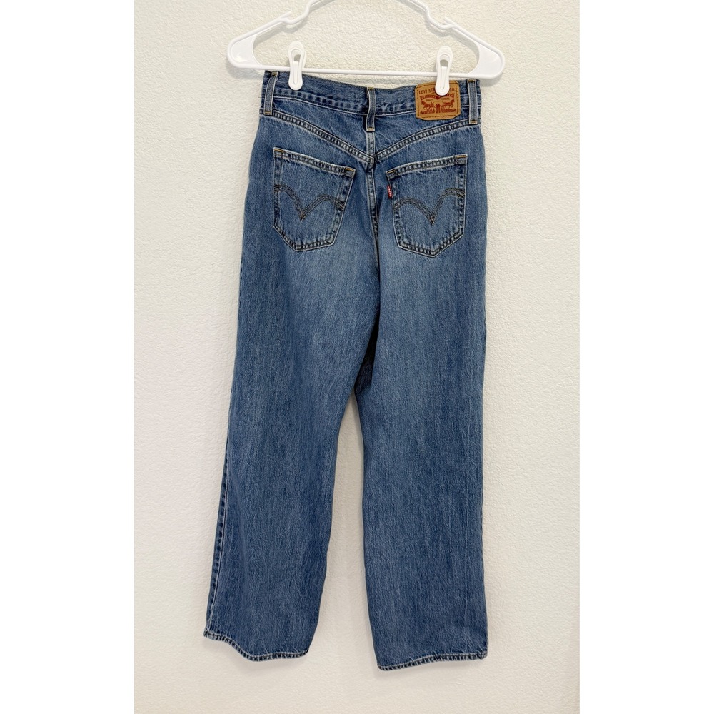 Levis High Waisted Straight Leg Distressed Jeans Medium Wash Blue W27 - Picture 2 of 5